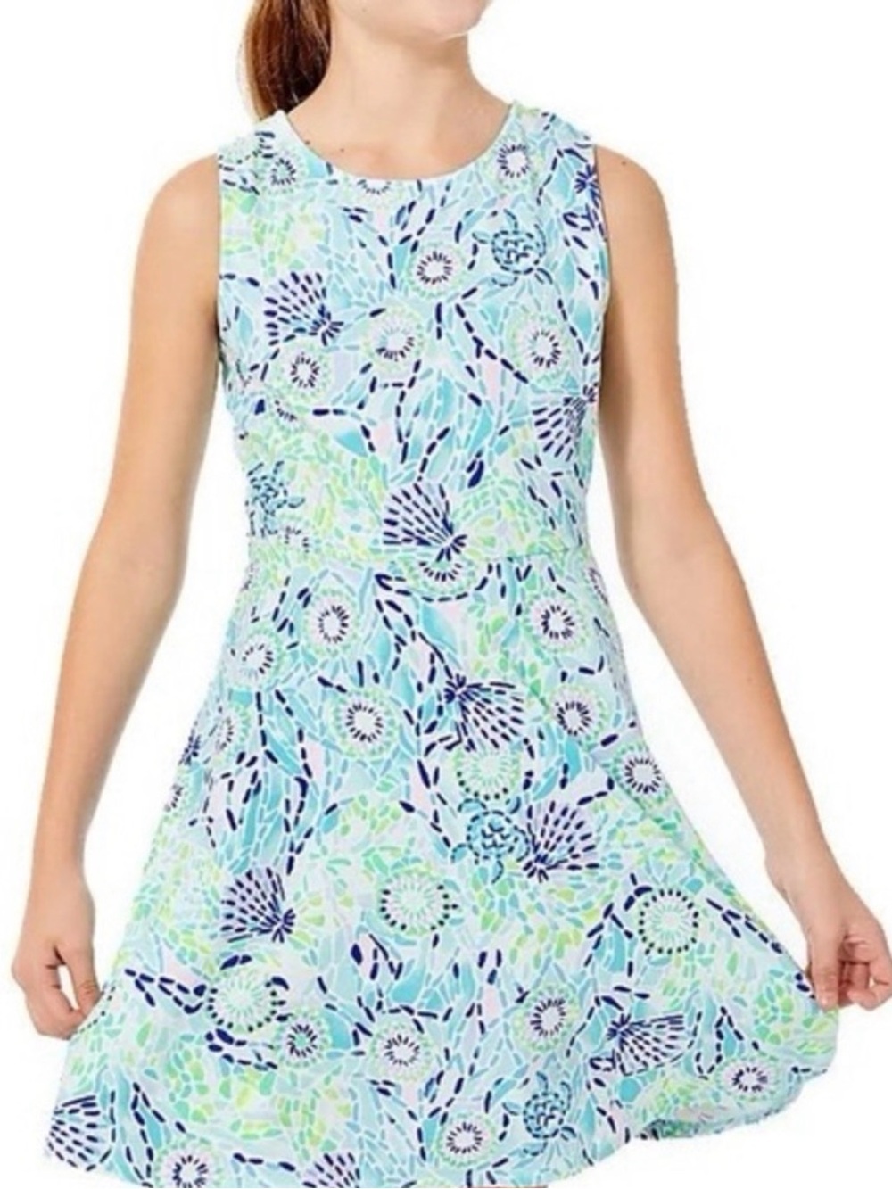 Lilly Pulitzer Girls Carice Dress Blue Ibiza Open Water size 14 NWT